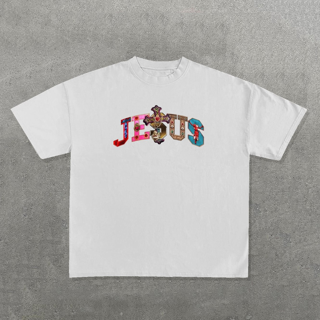 Vintage Jesus Words Graphic Cotton T-Shirt - SOPULA