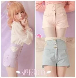 3 Colors J-Fashion Sweet Heart Hollowed-Out High-Waisted Jean Pants Shorts SP140671