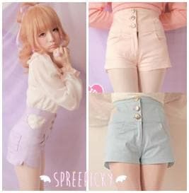 3 Colors J-Fashion Sweet Heart Hollowed-Out High-Waisted Jean Pants Shorts SP140671