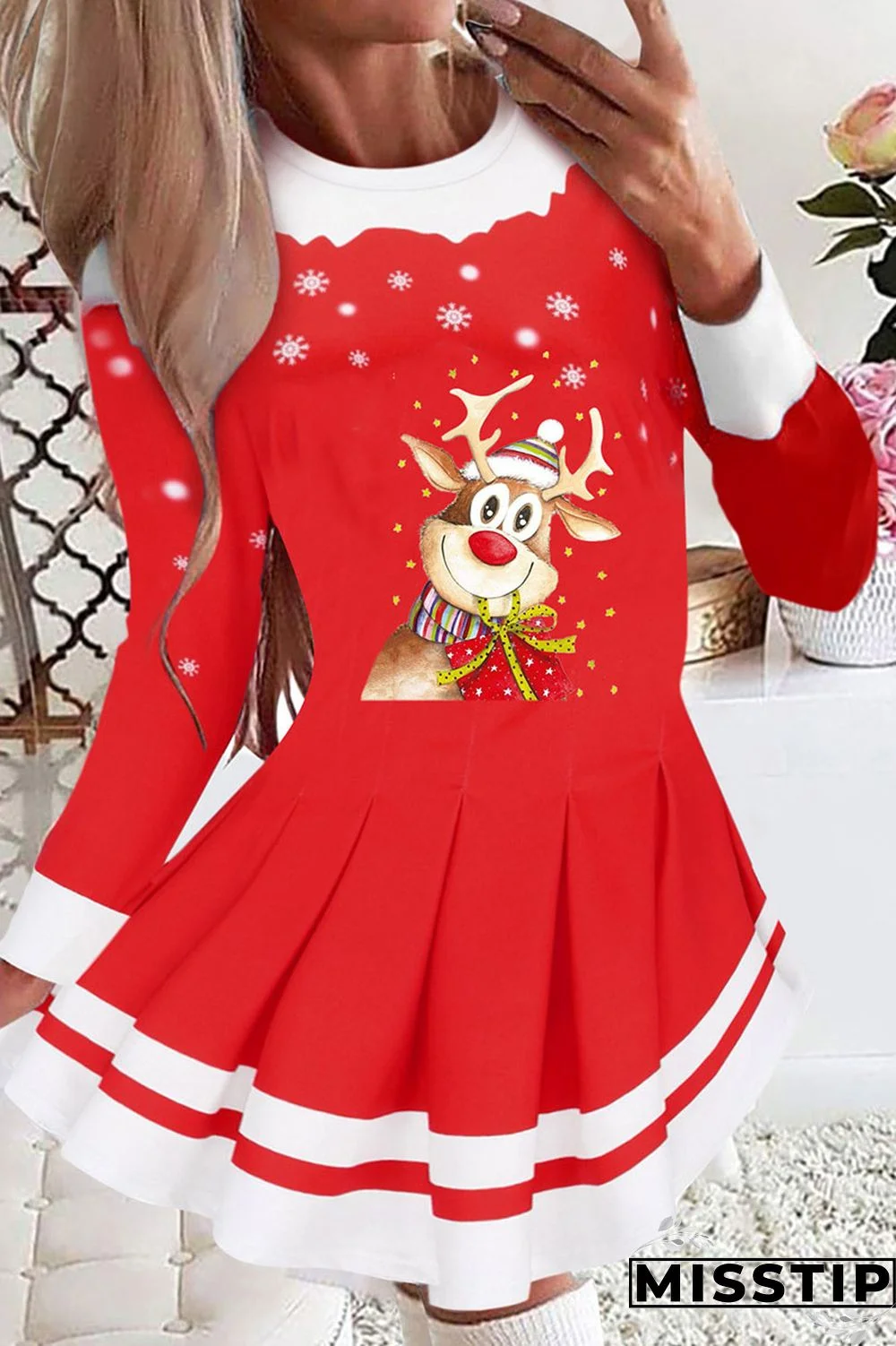 Blue Casual Print Patchwork O Neck A Line Dresses