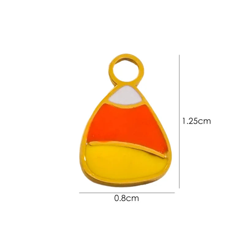 1 Piece 10*14.8mm 8.3*14.8mm 9.1*15.2mm 304 Stainless Steel 14K Gold Plated Pumpkin Skull Grimace Pendant Jewelry Accessories