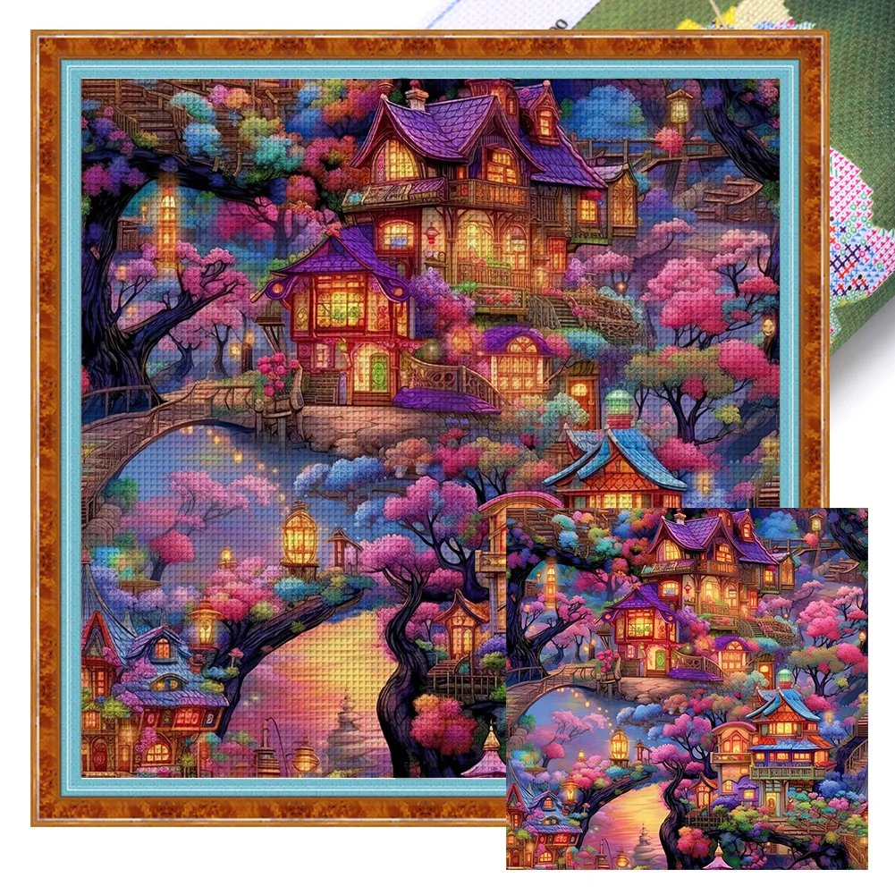 11CT Full Stamped Cross Stitch - Dream Village (60*60CM) Landscape  Embroidery Stamped Counted Cross Stitch Kit for Kids Adults Beginners,  Needlework Cross Stitch Kits, Art Craft Handy Sewing Set Cross Stitch  Starter