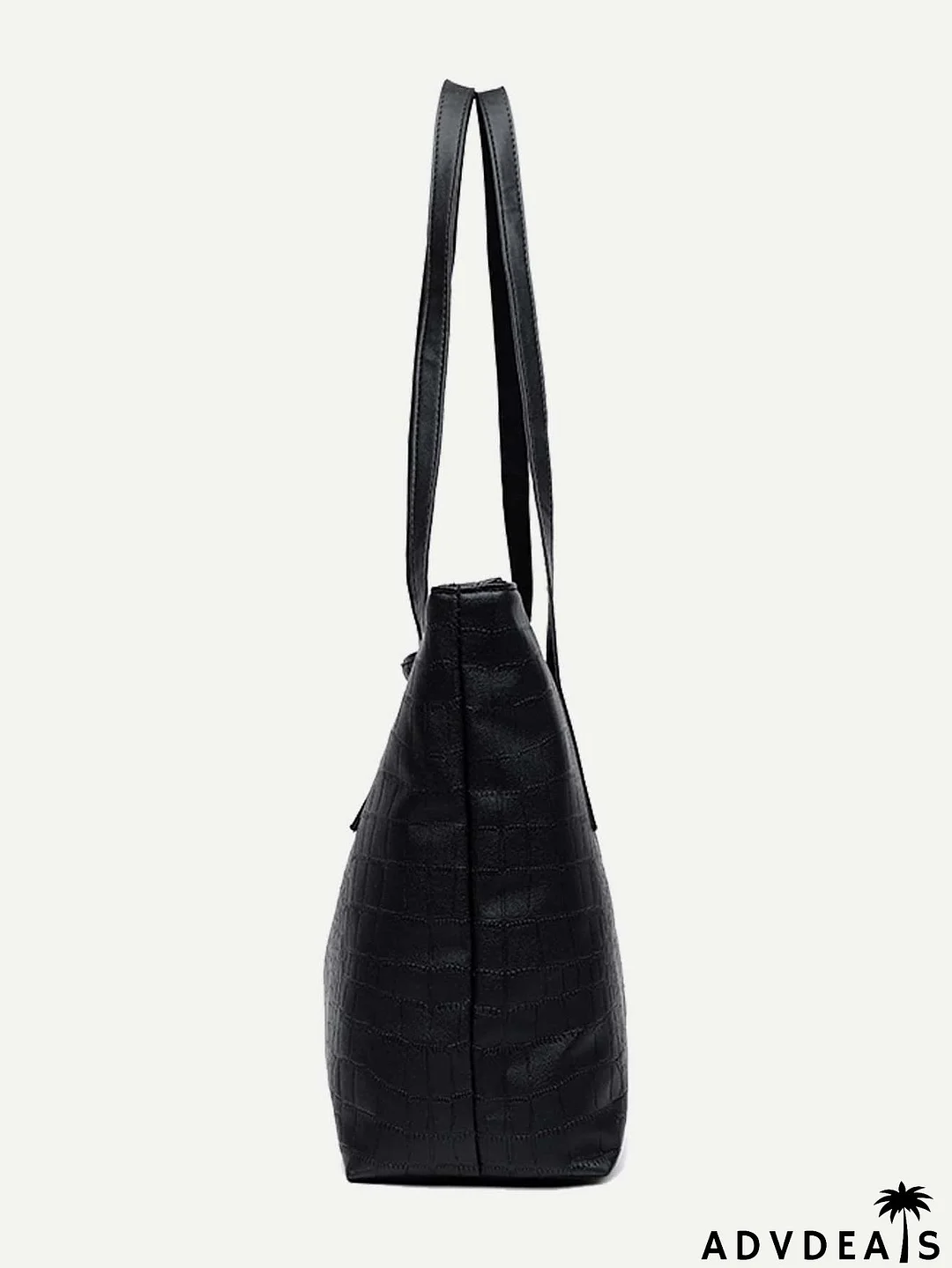 Crocodile Embossed Shoulder Tote Bag