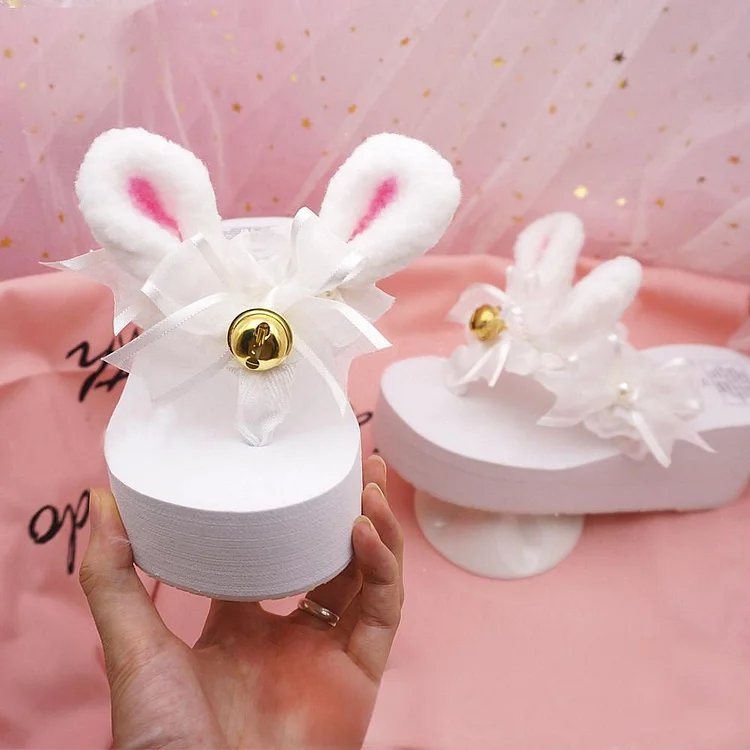 White Sweet Bunny Bell Slippers SP1710194