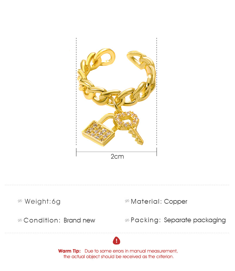 Key Lock Zirconia Gold Plated Ring