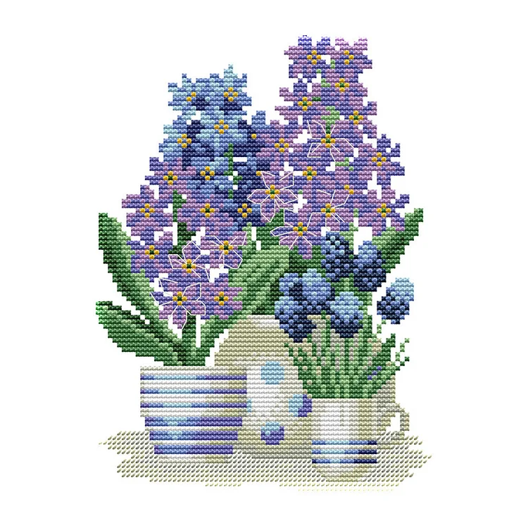 Flowers 14CT Printed Cross Stitch Kits (25*18CM) fgoby