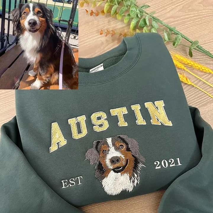 Custom Pet Portrait Sweatshirt, Dog Mama Sweatshirt, Personalized