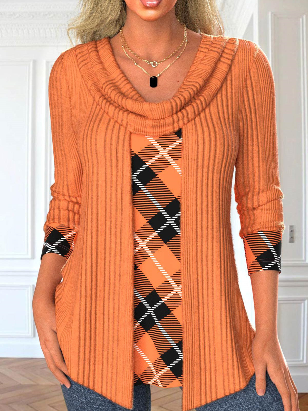 Women Half Sleeve V-neck Solid Color Dress