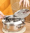 LAST DAY 49% OFF -Stainless Steel Frying Pot with Thermometer and Oil Drip Drainer Rack