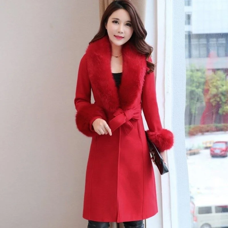Woolen Coat Women's Middle And Long Korean Version 2021 New Autumn And Winter Clothes With Thin Waist And Fashionable Large Wool