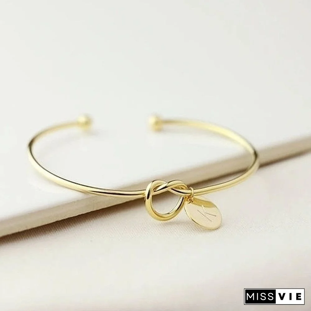 New European and American Fashion Band 26 Letter Knot Bracelet Personalized Initial Heart-shaped Bracelet Monogram Bridesmaid Gift Bracelet
