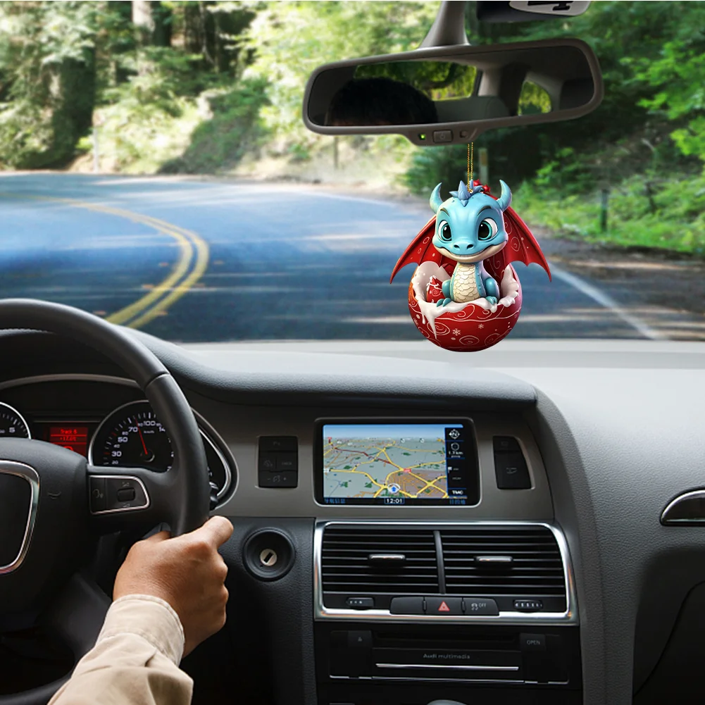 3 PCS Acrylic Flying Dragon Baby 2D Flat Christmas Tree Car Hangings Ornament