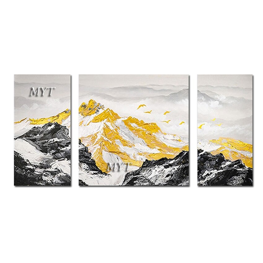 White Black Acrylic Design Art Canvas 3PCS 1 Set Abstract Beautiful Mountain Landscape Oil Paintings Frameless Office Decorative
