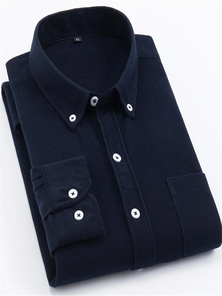 Autumn Retro Corduroy Long-sleeved Shirt Men's Casual Striped Jacket Corduroy Blouse Shirt M-5XL-Cosfine