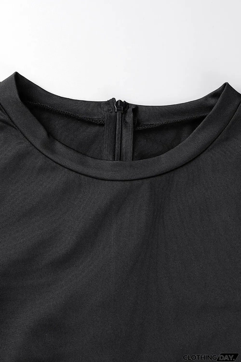 Black Casual Solid Patchwork O Neck Short Sleeve Two Pieces