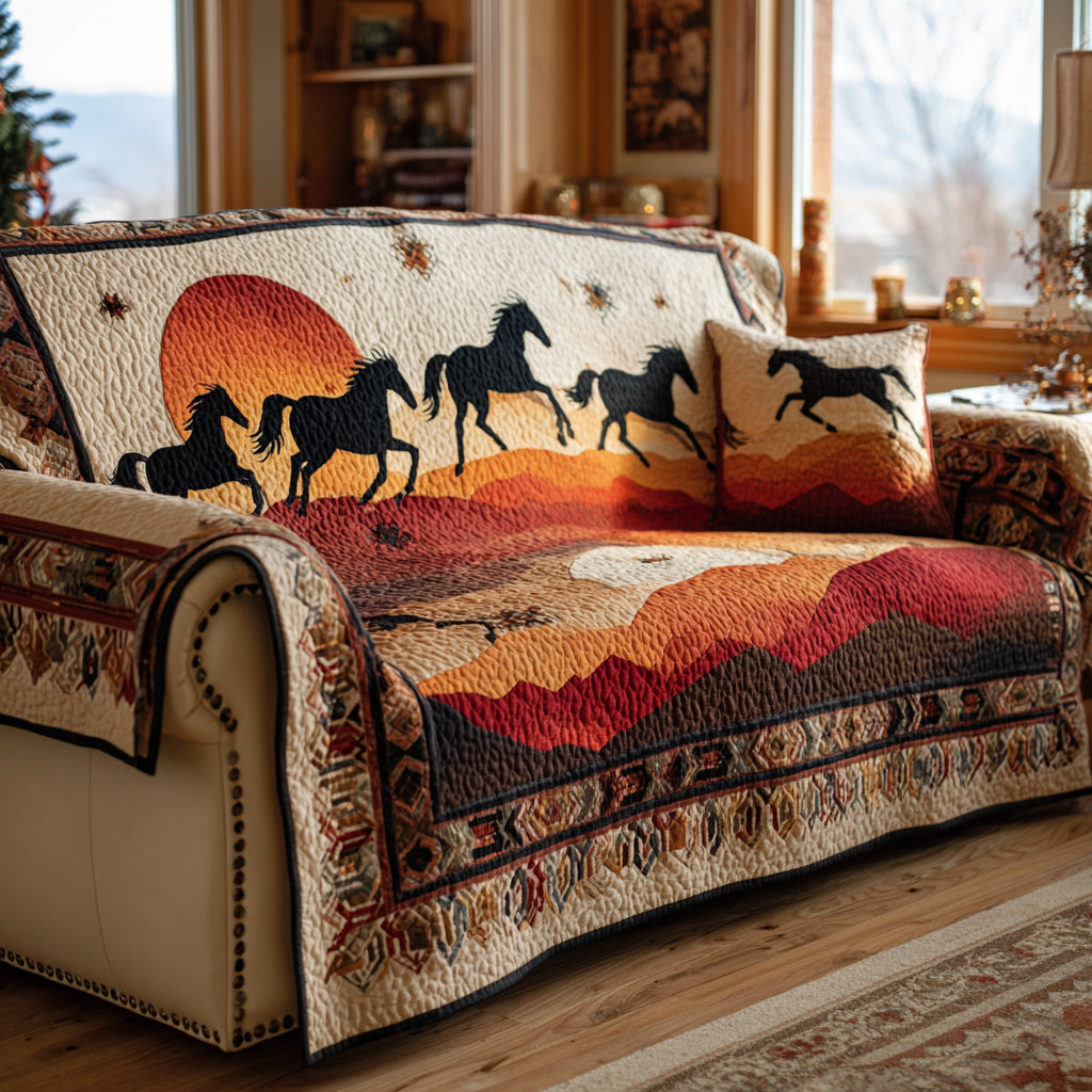 Amber Horse Dusk Quilted Sofa Cover NCU0HH1602 everthome