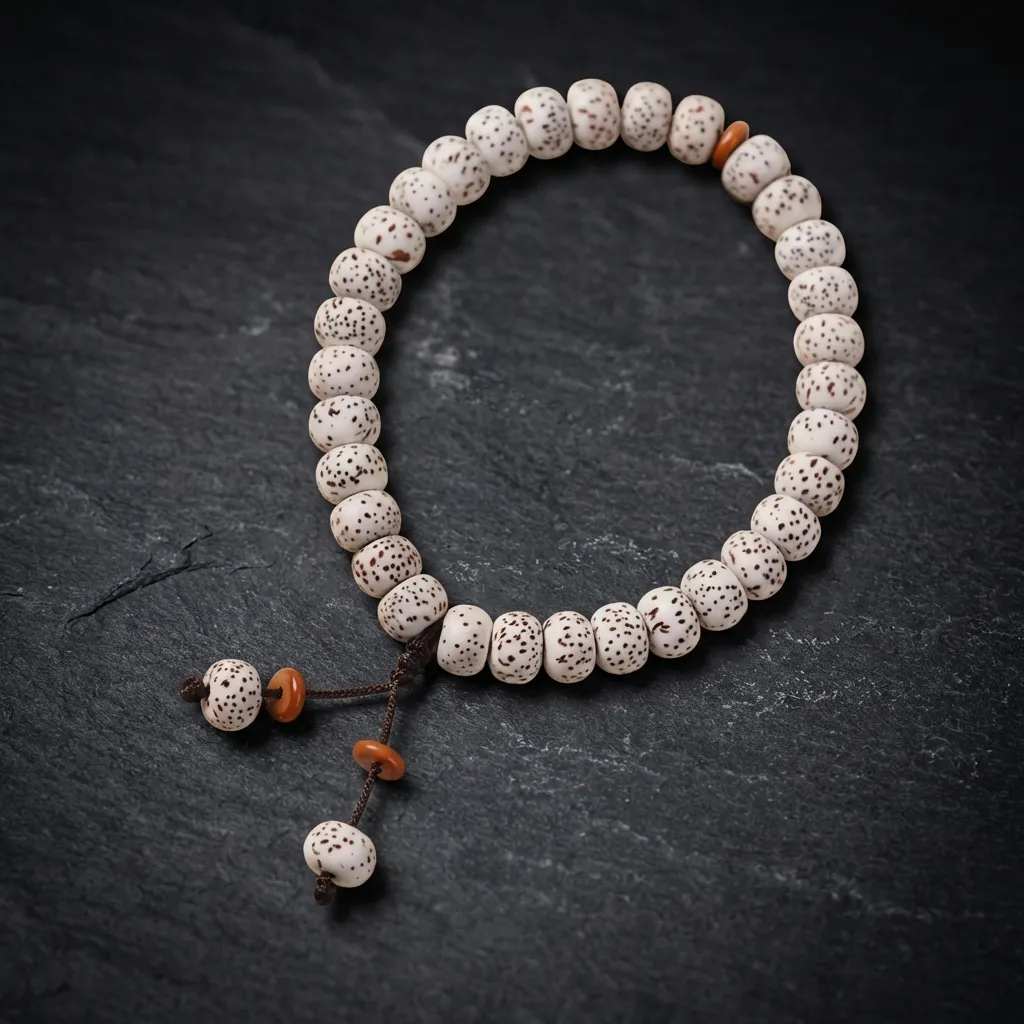 Celestial Harmony: Handcrafted Star and Moon Bodhi Barrel Bracelet Celestial Lunar White