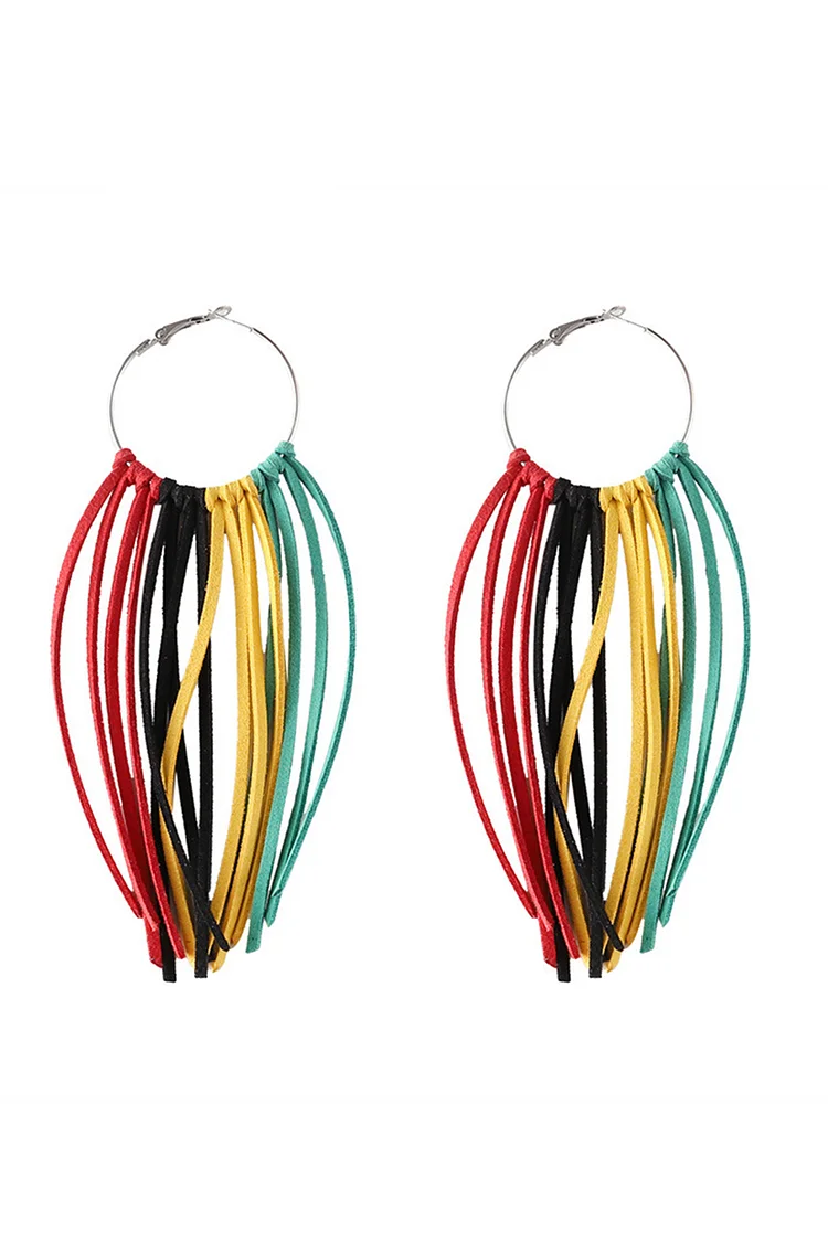 Festival Independence Day Colorful Rainbow Fringed Earrings