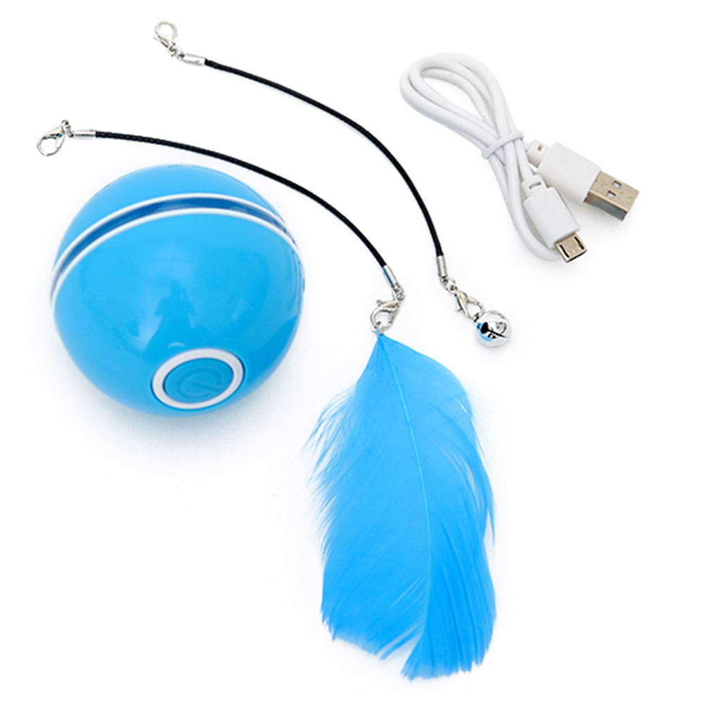 

LED Cat Ball Teaser Pet Electric Automatic Rolling Toys with Feather Bell, White, 501 Original