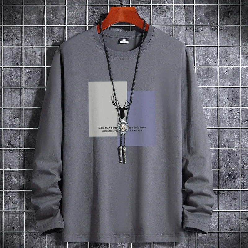 Long sleeve t-shirt men's Pure Cotton autumn and winter new fashion brand T-shirt bottom Shirt Large Men's T-shirt autumn top