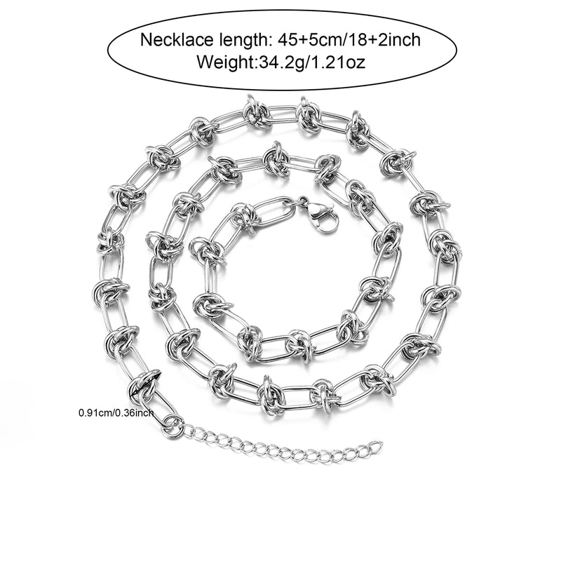 1 Men’s Fashion Casual Silver Stainless Steel Knot Chain