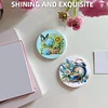 (US Local)DIY Diamond Art Portable Cosmetic Mirror Round Diamond Painting Crafts (Coffee)