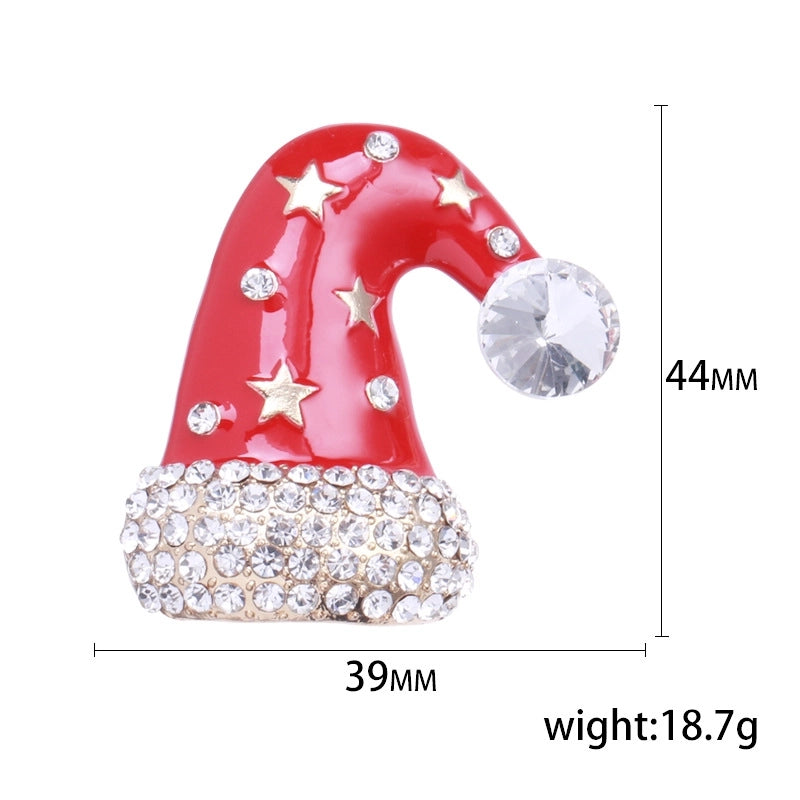 Cute Classic Style Pin Santa Claus Snowflake Elk Alloy Enamel Inlay Rhinestones Unisex Brooches