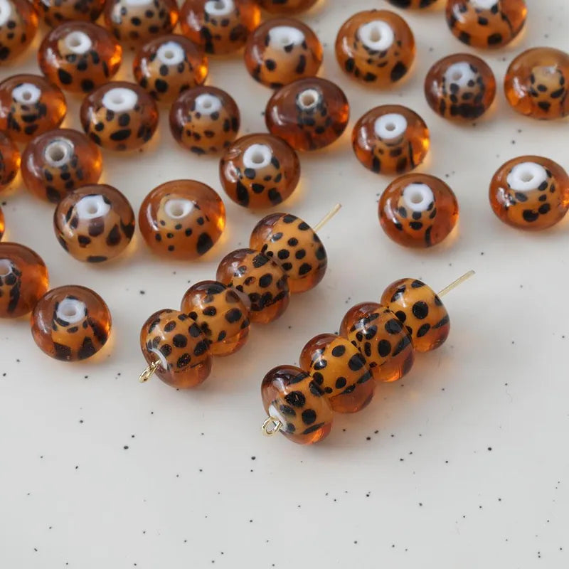 1 Piece 12.3*7.6mm Hole 1~1.9mm Glass Leopard Jewelry Accessories