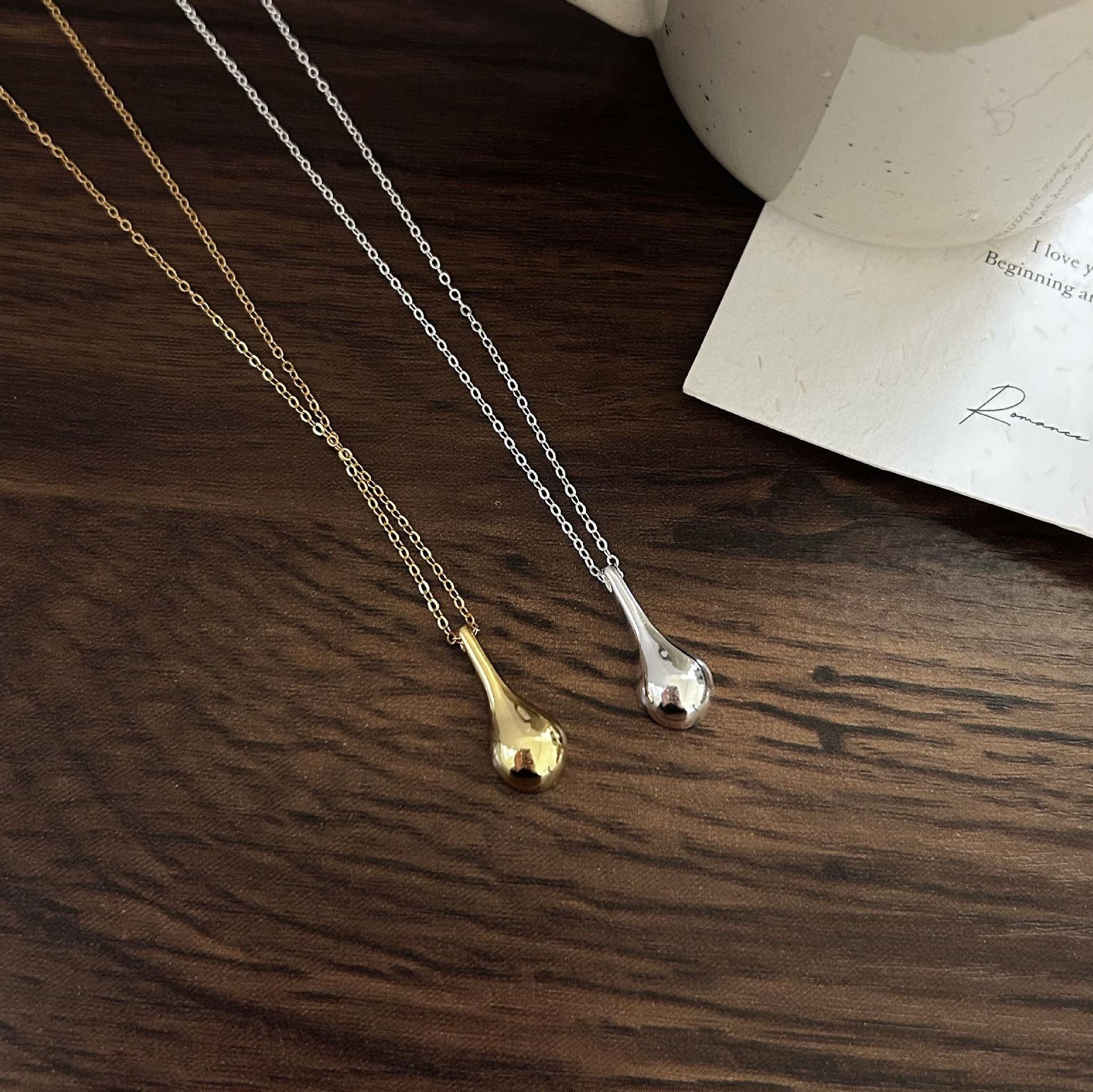 925 Sterling Silver Korean Tulip Geometric Silver Electroplating Necklaces