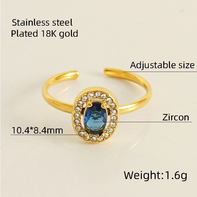 Titanium Steel Minimalist Classic Style Inlay Water Droplets Heart Shape Rhombus Zircon Rings