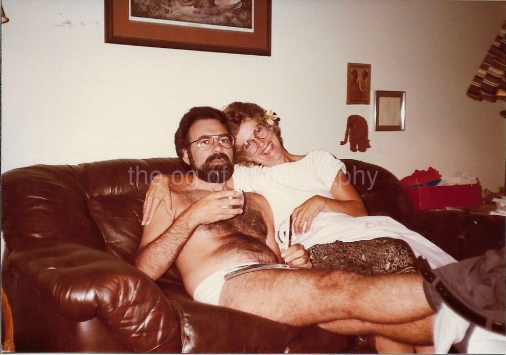 FOUND Photo Poster paintingGRAPH Color A WOMAN WITH A HAIRY GUY IN HIS UNDERWEAR 09 1 W