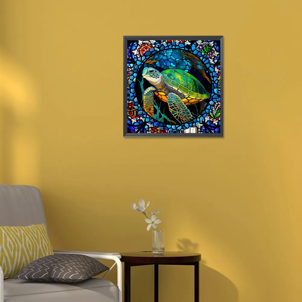 Diamond Painting - Full Round Drill - Stained Glass Turtle(30*30cm)