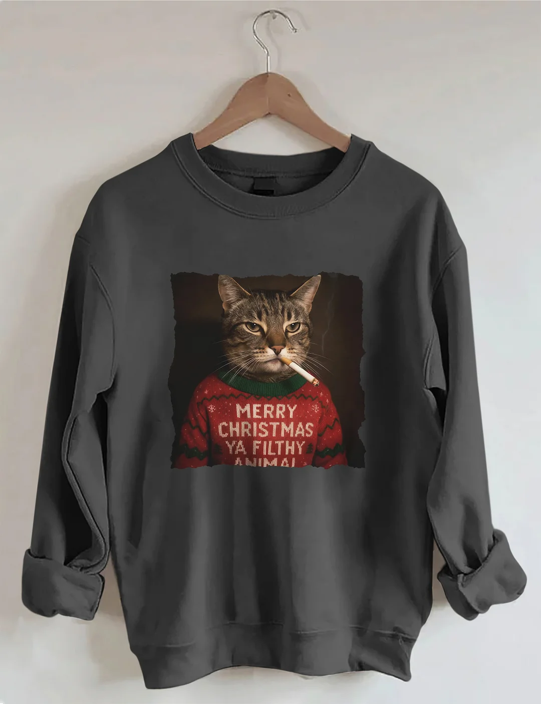 Funny Christmas Smoking Cat Sweatshirt