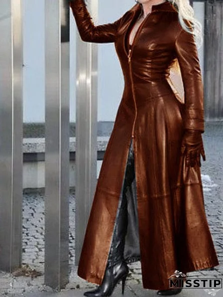 Halloween Women's Fashion Sexy Slim Fit Lace-Up Leather Jacket Coats