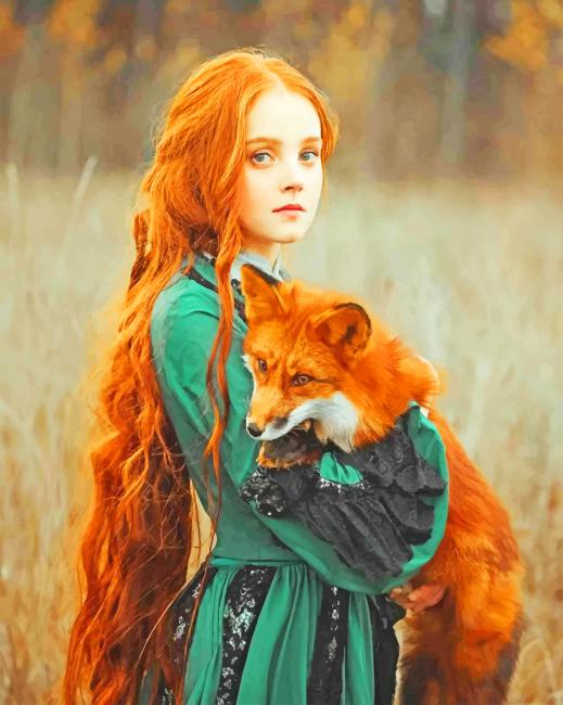 

Ginger Girl With Fox – Paint By Numbers - 40*50CM, 501 Original