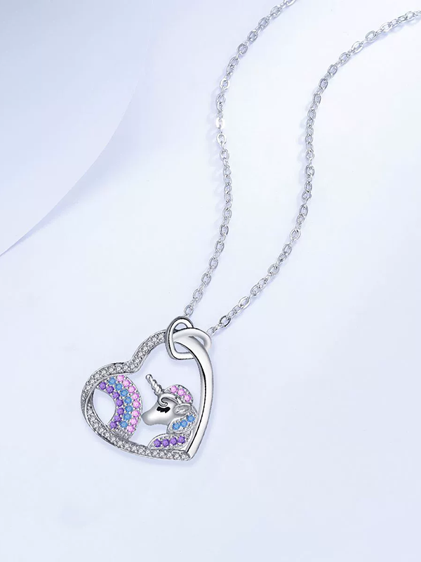 Unicorn Colorful Rhinestone Necklace