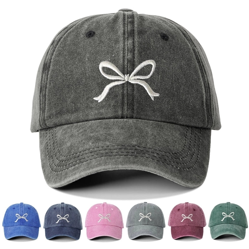 Unisex Commute Bow Knot Embroidery Curved Eaves Baseball Cap