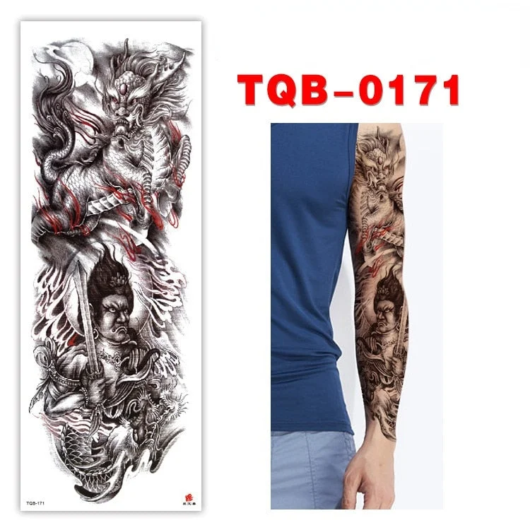 Full Arm Series Temporary Tattoo Full Arm Tattoo Sticker Lasting Waterproof Sweat Flower Arm Full Arm Tattoo Big Picture Sticker