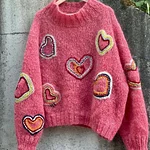 Abstract Creative Valentine Vibes Coquette Valentine Heart Art Print Knitted Pullover Sweater - Image 2