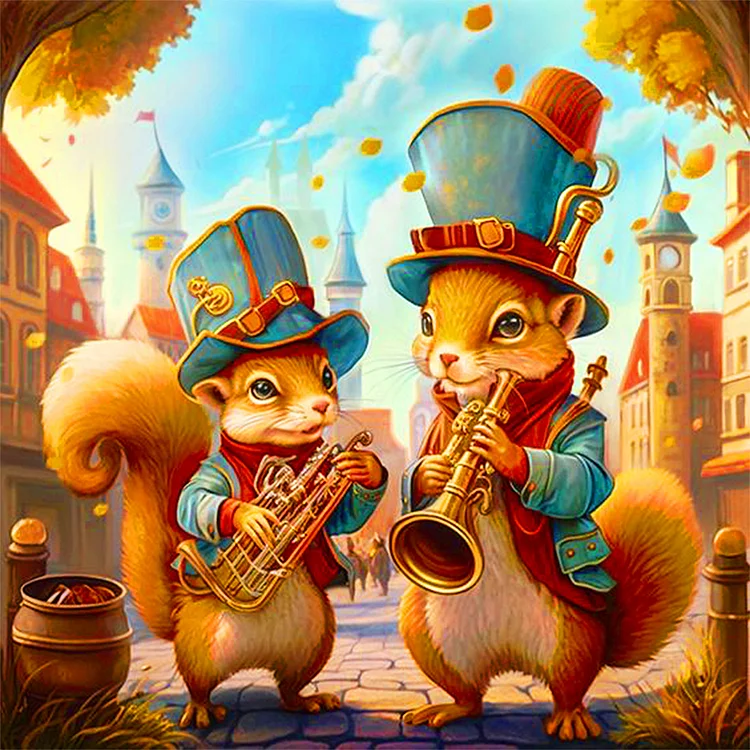Squirrel 40*40CM (Canvas) Full Round Drill Diamond Painting gbfke