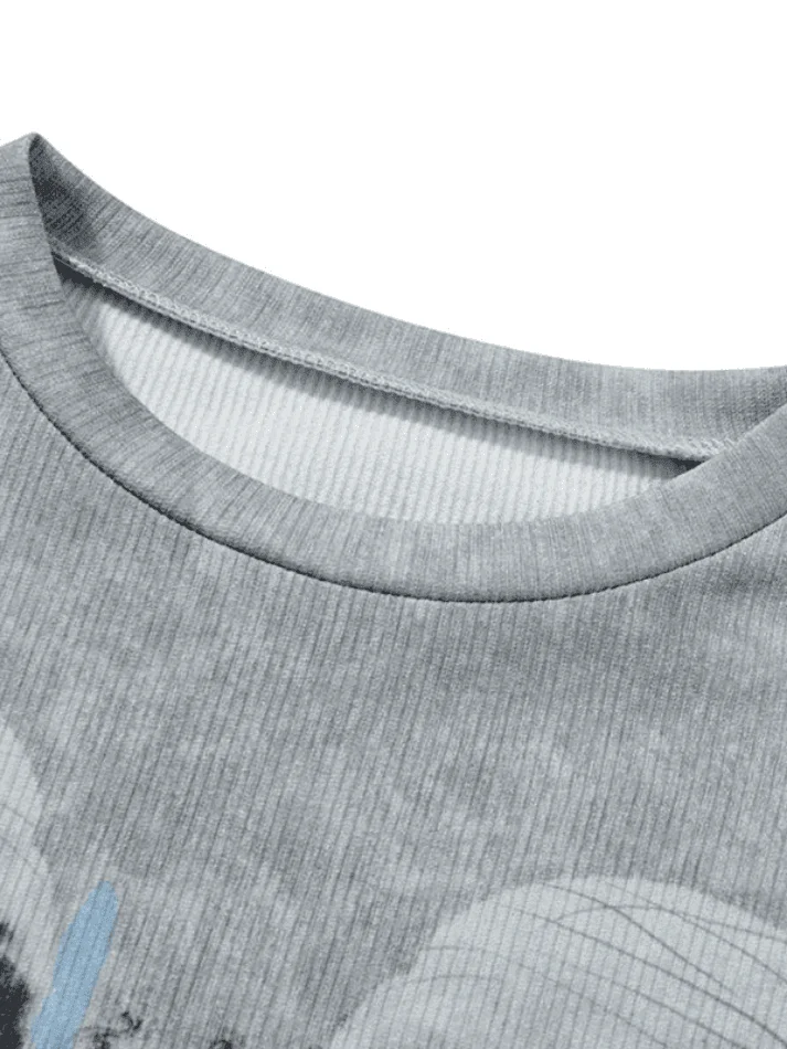 Brownm Cross Skull Printed Long Sleeve Top