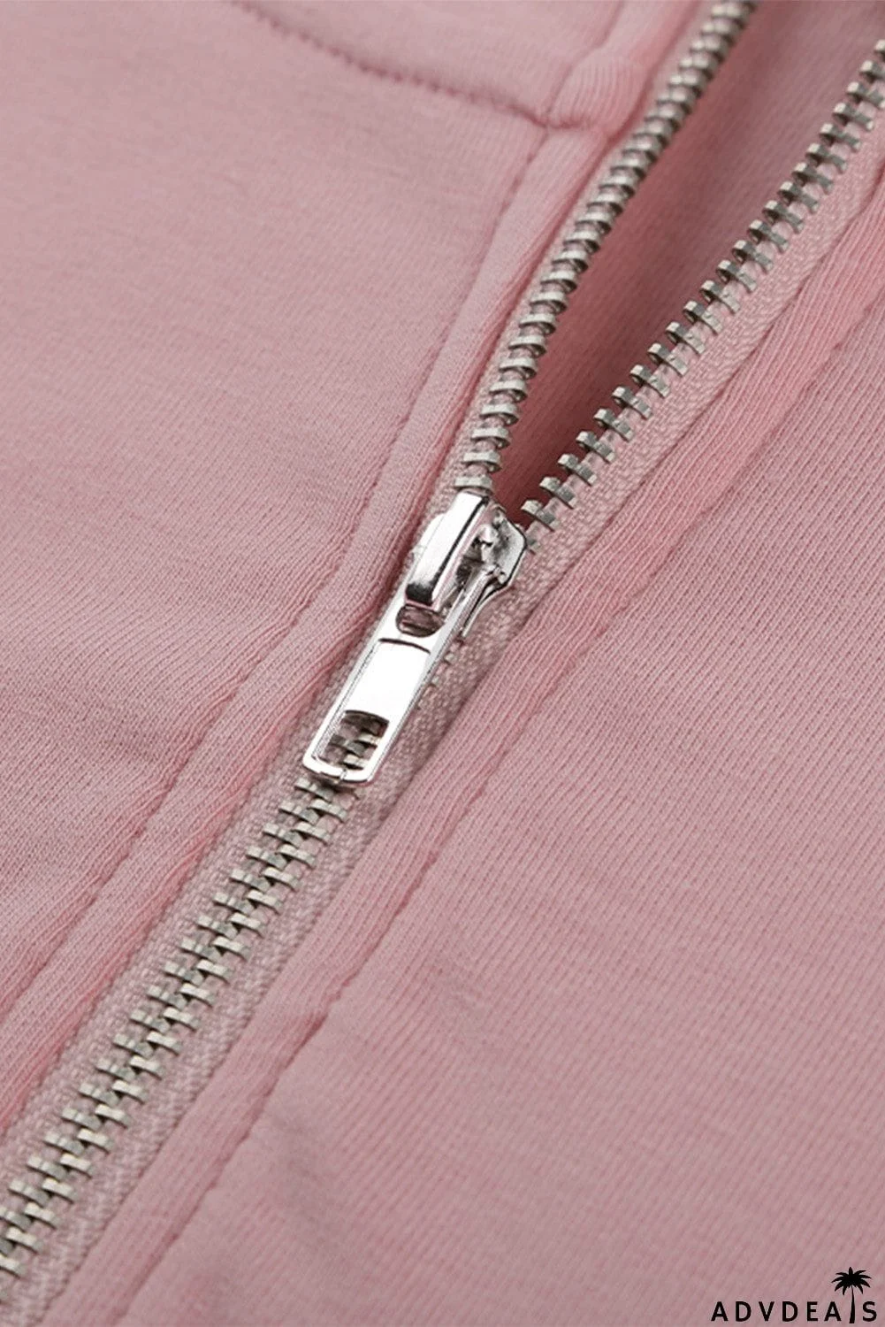 Women's Pink Full Zip Hoodie Coat with Floral Print Hooded Inner