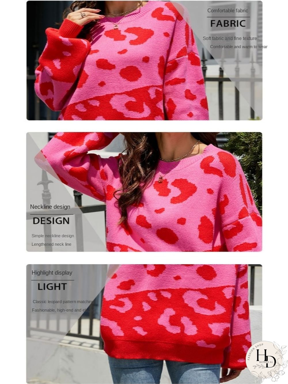 Fashion Tops Women Autumn Awinter New Round Neck Sweater Women's Spliced Pullover Sweater Streetwear Sweaters Pullovers