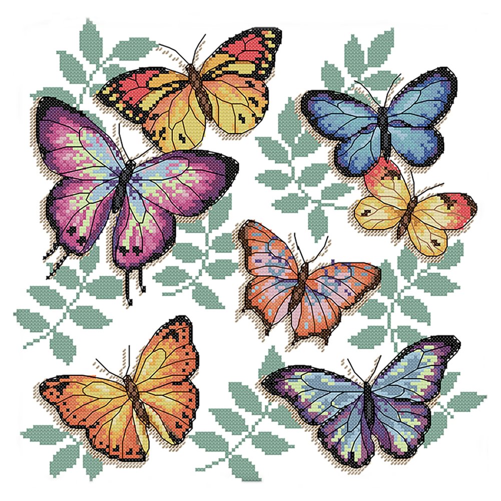 Color Butterfly - 14CT Joy Sunday Stamped Cross Stitch(34*33cm)