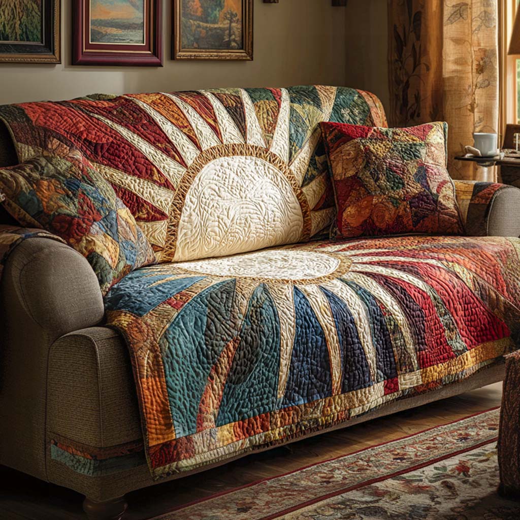 Rustic Sunburst Quilted Sofa Cover NCU0NT10897 everthome