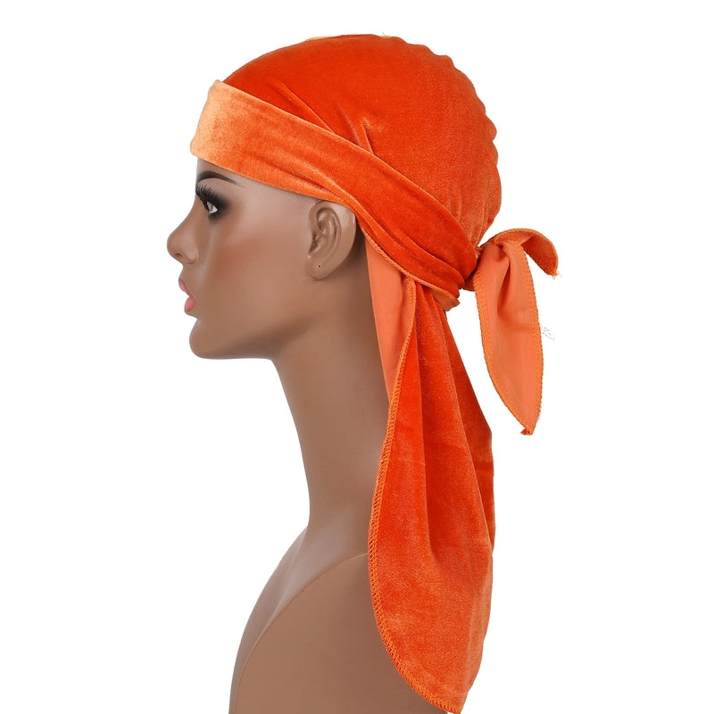 High Quality Supply New Seamless Velvet Long Tail Pirate Hat Long Ribbon Headscarf Hat Durag