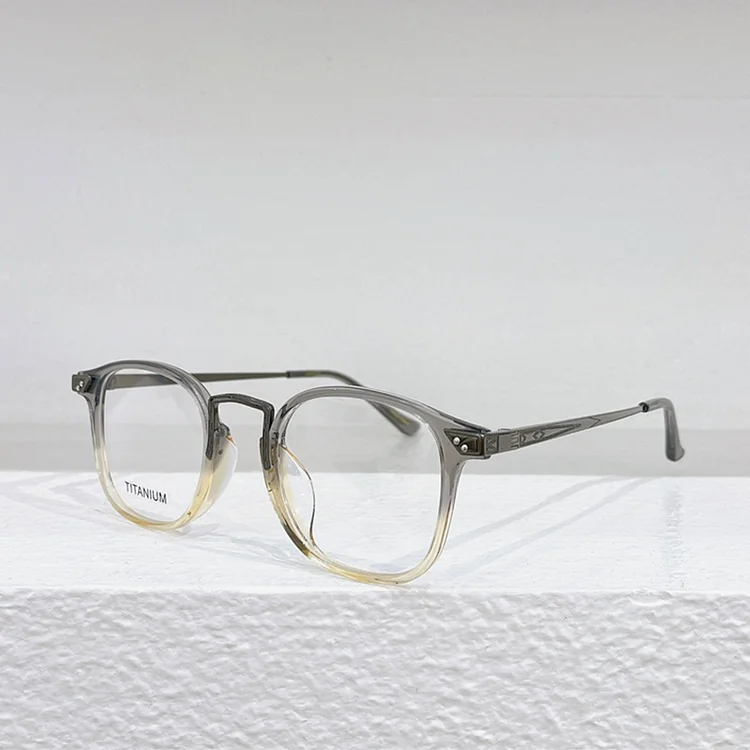 2808H Square Pure Titanium Acetate Japanese Eyeglasses Frames Designer Handmade Gold   Men and Women Glasses
