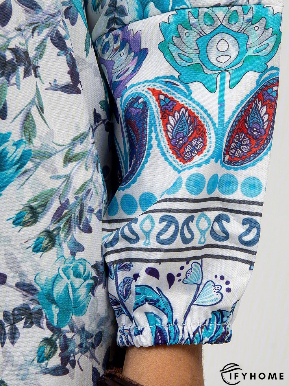 Ethnic Bohemian Floral Print Long Sleeve V-Neck Women Blouse Top | IFYHOME