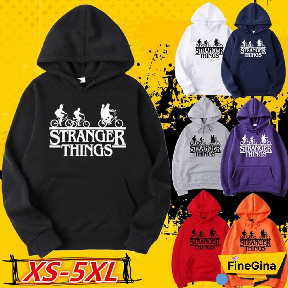 Fashionable Stranger Things Hooded Hoodies Trendy Men Women Oversized Pullover Sweatshirts