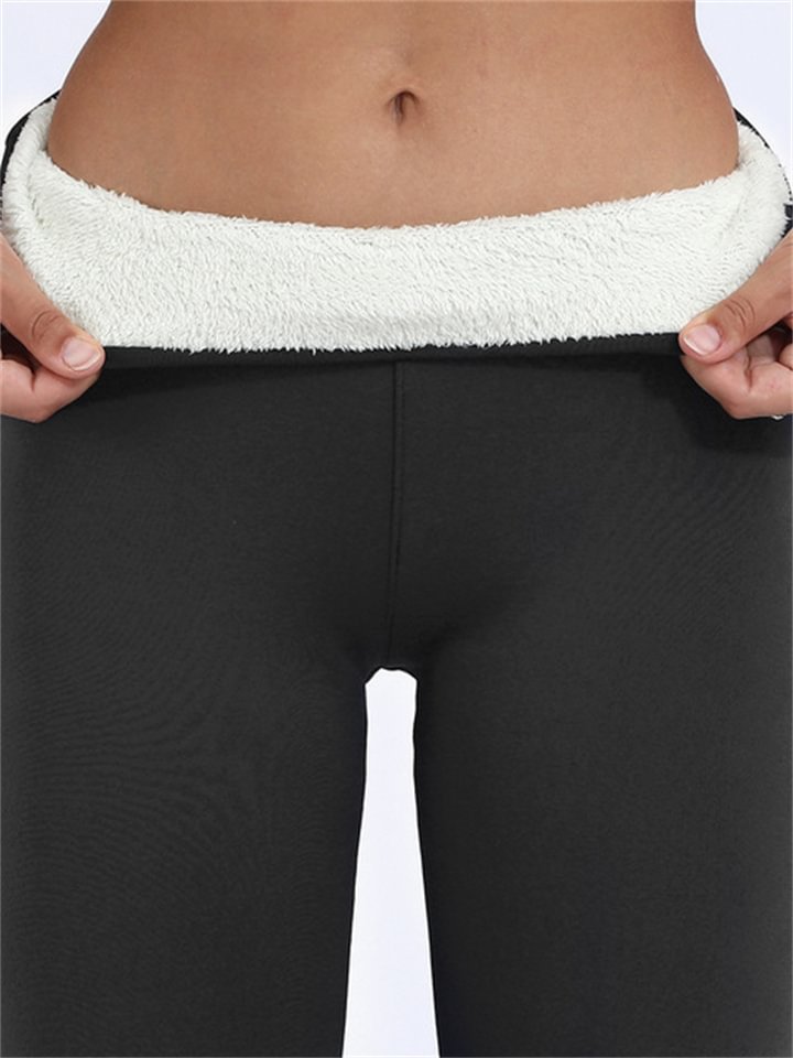 Women's Fleece Pants Tights Leggings Fleece lined Black Gold Black Light Grey High Waist Tights Casual / Sporty Athleisure Weekend Yoga Micro-elastic Ankle-Length Tummy Control Plain S M L XL XXL -vasmok